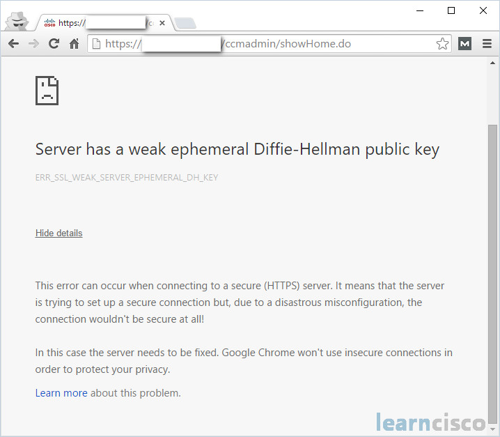 Google Chrome ERR_SSL_WEAK_SERVER_EPHEMERAL_DH_KEY error