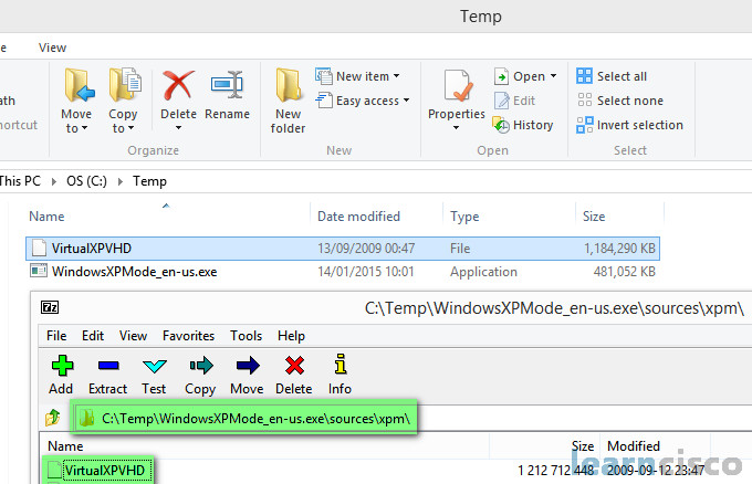 Extract Windows XP Mode Virtual Hard Drive