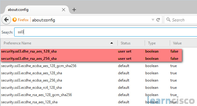 Firefox about:config