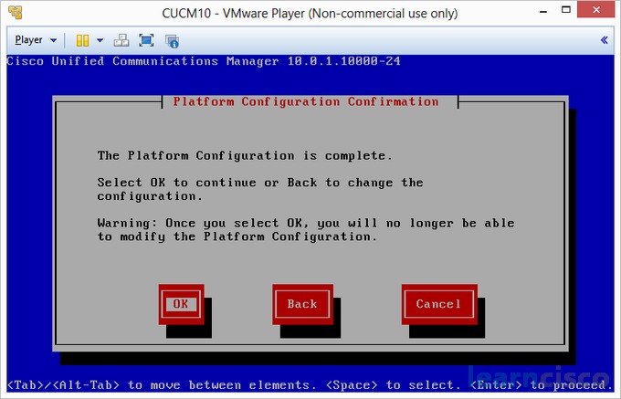 Installing CUCM 10 - Platform Configuration Confirmation