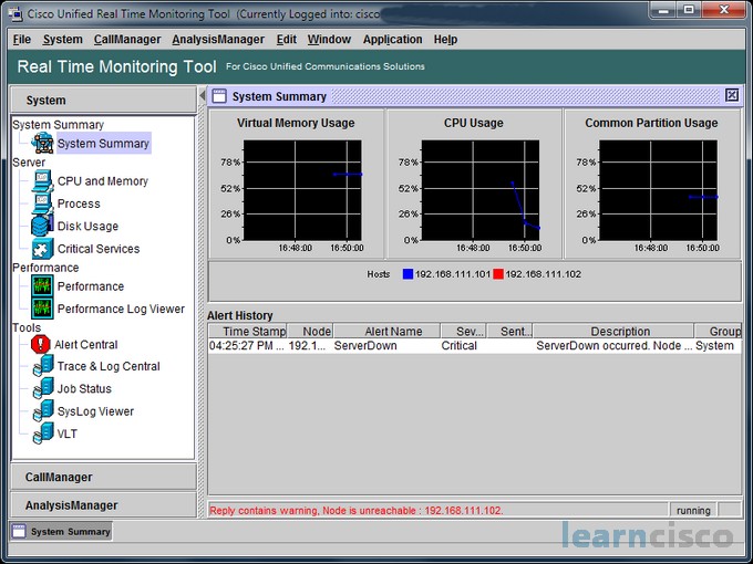 RTMT Interface Overview